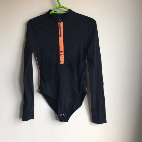 Forever 21 Tops - Forever 21 elite scuba zip front long sleeve bodysuit